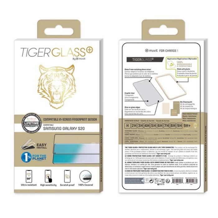 Muvit Tiger Glass Plus Antibacterial Tempered Glass: Samsung Galaxy S20 / 5g
