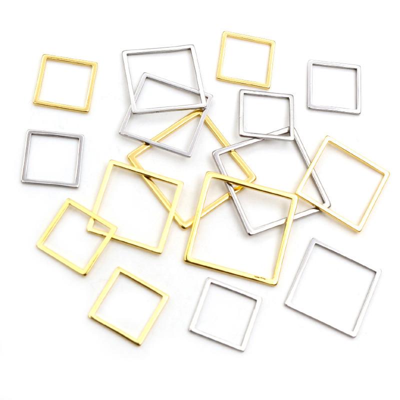 20pcs Stainless Steel Hollow Square Frame Pendant Charms Open Pressed Resin Frame Mold Bezel DIY Jewelry Making Accessories
