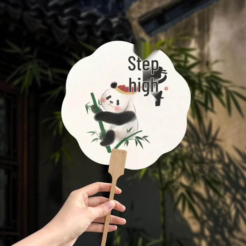 Ручная роспись Китайский бамбуковый веер - Процветающая панда (5-Pack)