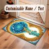 Octopus Sea Life Theme Crystal Velvet Floor Rug Personalized Custom Name Text Warm Carpet Home Decoration