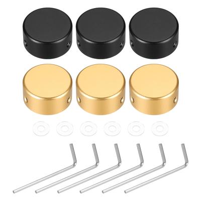Uxcell 6pcs Capuchons de Pédale au Pied Boutons de Pédale de Guitare Couvercles Supérieurs de Pédale au Pied en Métal pour Pédale d'Effet de Guitare Boutons Dorés et Noirs 3/8",
