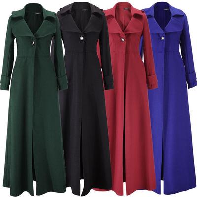 (SU)Damen Winter-Revers-Schlankmantel-Trenchjacke Langer Parka-Mantel-Outwear