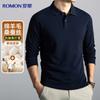 Luomeng Men's Wool Silk Blend Long-Sleeve Polo Shirt