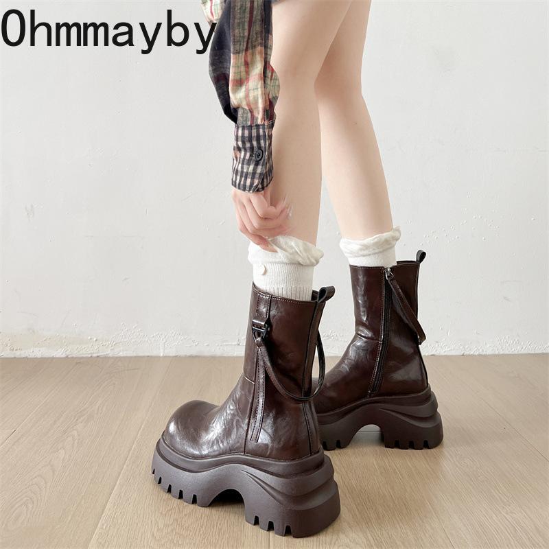 Punk Style Platform Women Ankle Boots Fashion Zipper Thick Heels Shoes Ladies Modern Short Botas Para Mujer