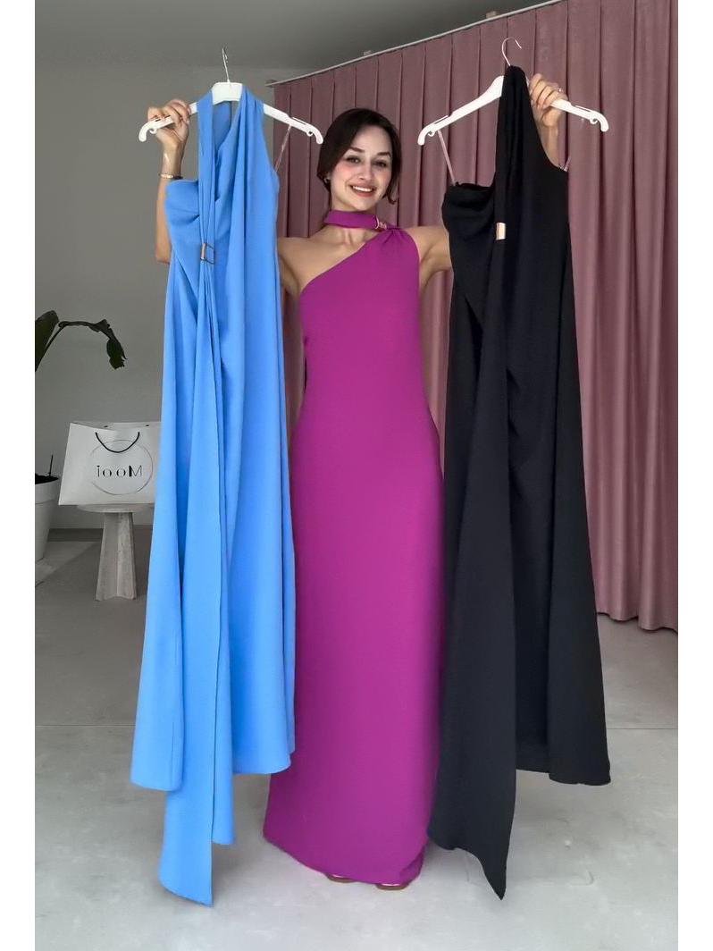 

2025 Summer Women s Halterneck Solid Color Waist-Cinching Casual Dress XXL чёрный