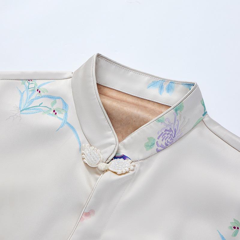 Mom's Stylish Summer Two-Piece Set: Mid-Aged Women's Chinese Style Short-Sleeve Shirt + Skirt Pants.