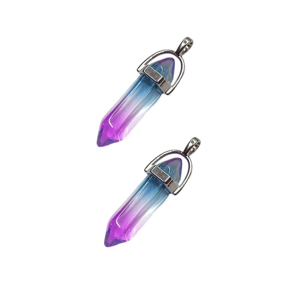2 Pieces Crystal Pendant Pillar Shape Necklace Pendants Hanging Personalized Gradient Jewelry Finding Accessory
