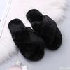 NEW Design Women Winter House Furry Slippers Women Cross Fluffy Fur Home Slides Flat Indoor Floor Shoes Ladies Flip Flops