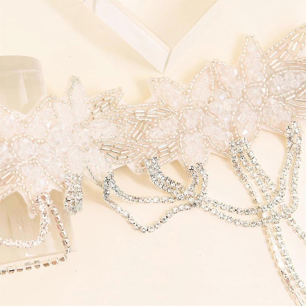 Elegant Crystal Flower Hairband for Female Masquerades Party Headpieces Shimmering Party Fringed Hairband for 1920s Party