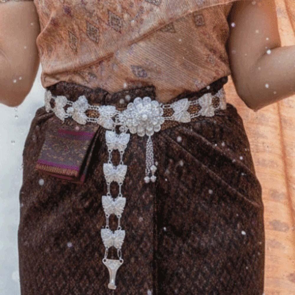 Retro Tassel Dai Ethnic Style Belt Metal Golden Waist Chain Thai Style Waistband for Gift