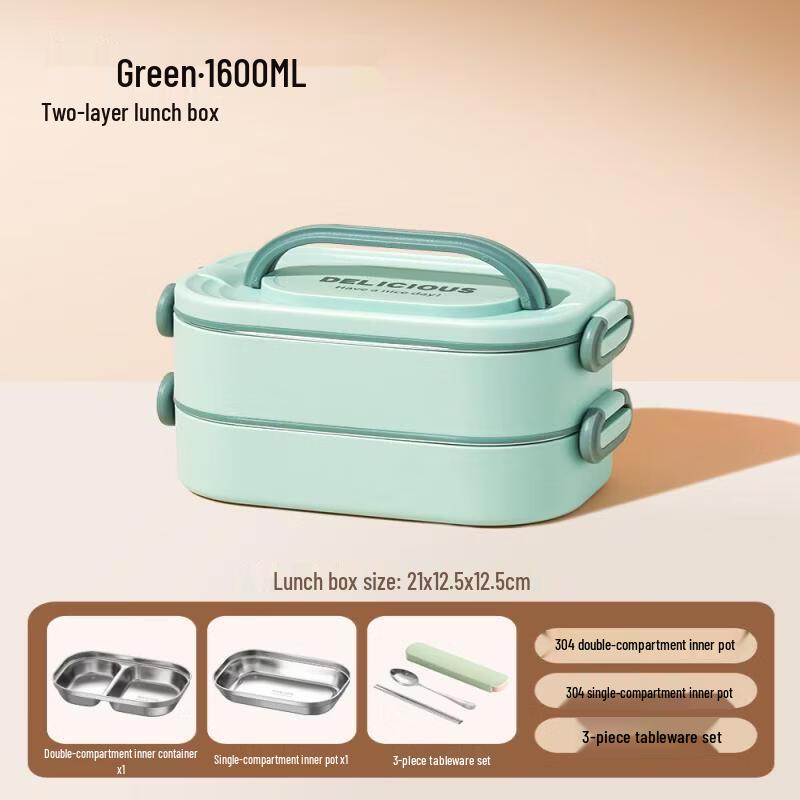 3-Layer 304 Stainless Steel Microwaveable Insulated Lunch Box