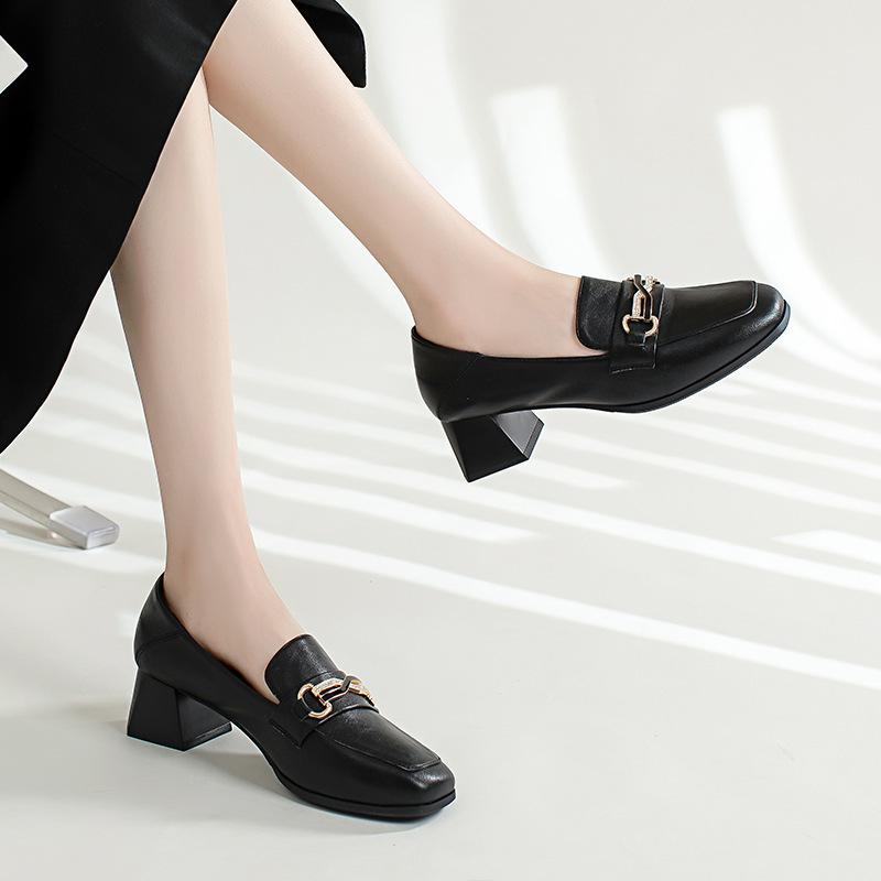 Augustine Thick Heel Small Leather Shoes Women's Summer 2025 New French Small High Heel Mary Jane Shallow Mouth Single Shoes Tide