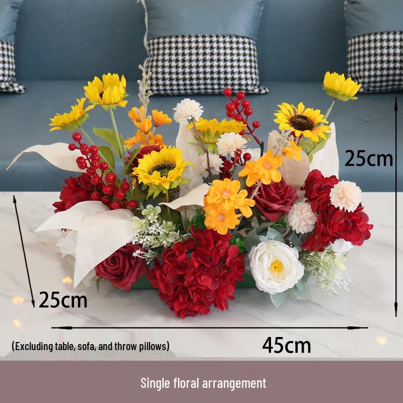 Pastorales Seidenblumenarrangement für Wohnzimmer oder Esstisch-Dekoration