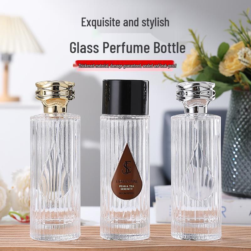 150ml Transparent Square Glass Perfume Bottle - Refillable and Portable Cosmetic Container