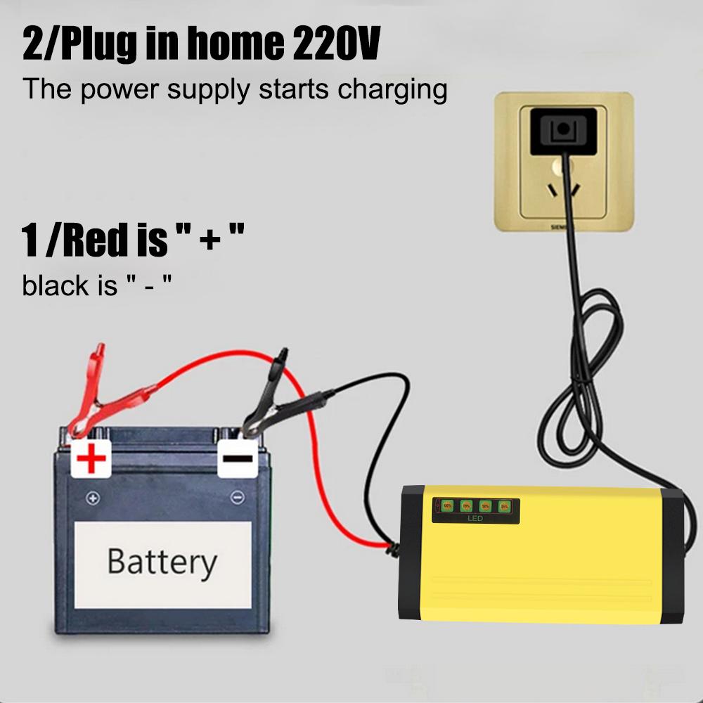 Car Battery Charger 220V Power Puls Repair Charger LED Display Wet Dry Lead Acid Battery Moto Truck Battery Charger 12V 2A