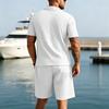 2026 Summer Fashion Sports Style Short Two Piece Set Men's Casual Solid Color Jacquard Short Sleeves Pullover POLO Shirt Shorts 2 Piece Sets