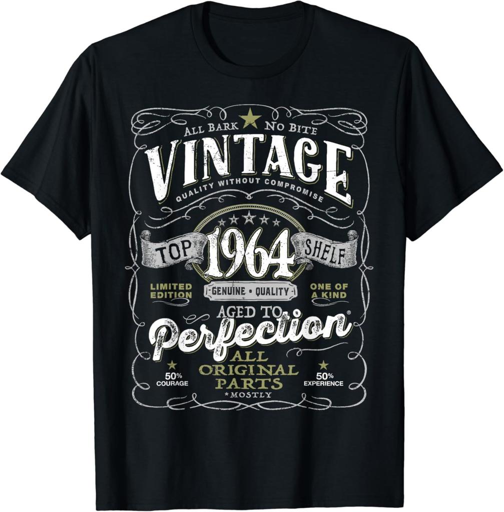 Vintage 60th Birthday Decorations Vintage 1964 60 Birthday TShirt Men Women Clothes Graphic T Shirts Unisex Summer Soft Tops