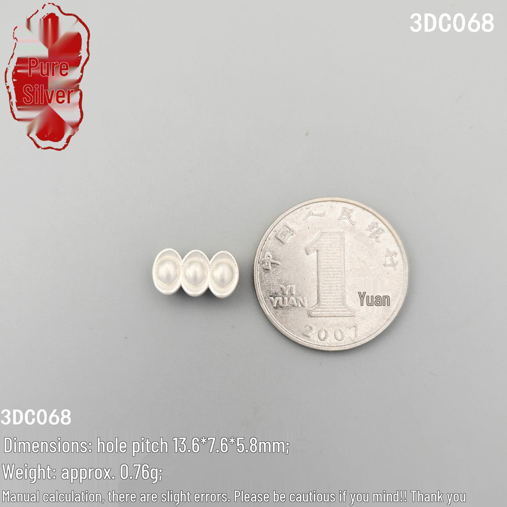 Sterling Silver S999 Ingot Pendant with DIY Hole & Versatile Hand-Woven Rope Spacer Bead Necklace Charm Single