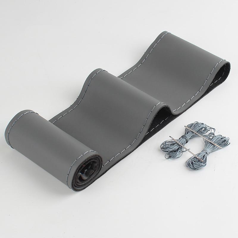 38cm Car Genuine Leather Steering Wheel Braid Cover Hand-stitched Soft Non-slip Auto Interior