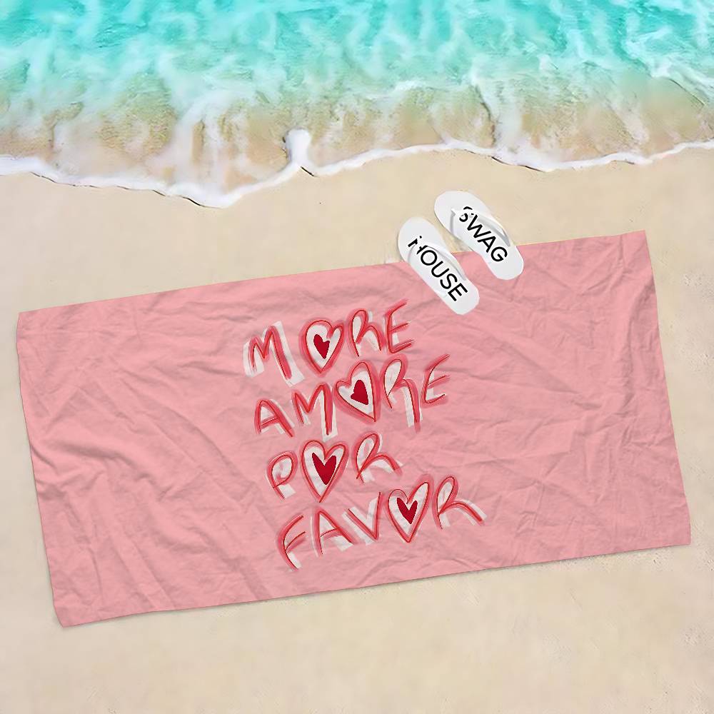 More Amor Por Favor Colorful Bath Towel Microfiber Soft Water Absorbing Breathable For Girl Kids Decorative Cartoon Beach Towel