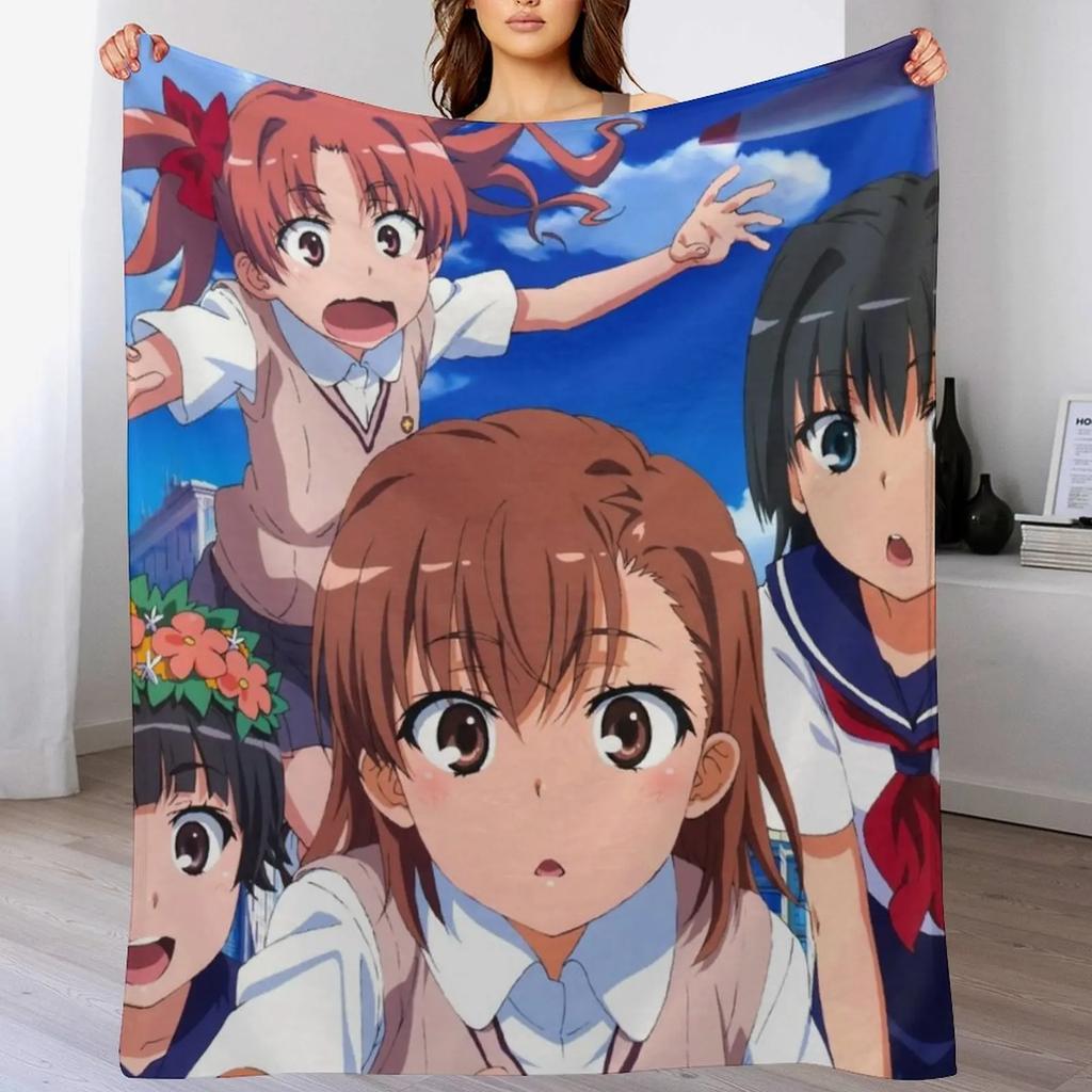 Toaru Kagaku Misaka Mikoto Shirai Kuroko Saten Ruiko Uiharu Kazari Throw Blanket Bed blanket king size