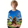 Kids' T-Shirt Capybara Play Soccer 3D Digital Print Short Sleeve Tee Summer Fashion Tops Cartoon Pattern Children's Clothing Boy