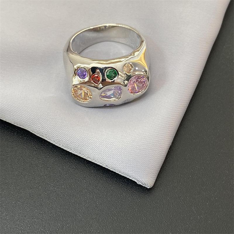 Minimalist Women Simple Cool Hip Hop Fashion Finger Ring 6 серебряный