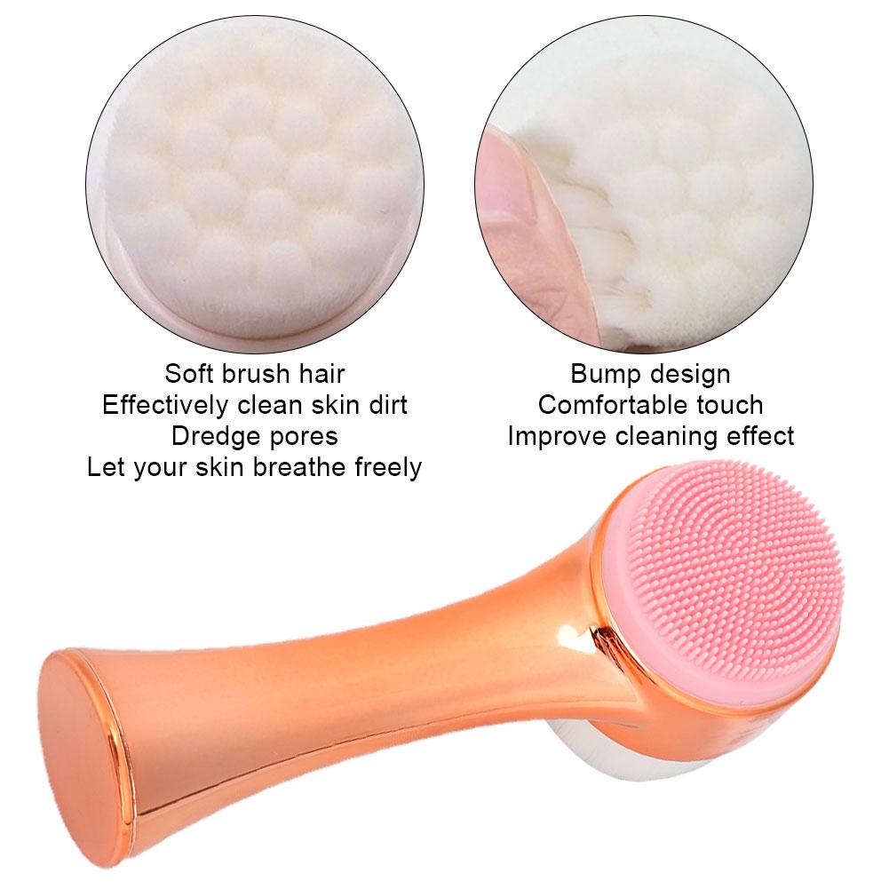 3D Facial Brush Double Sided Face Cleaning Massage Brush Skin Care Tool Rose Gold