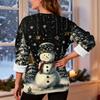 Women's Fashion Casual Long Sleeve Christmas Printed Round Neck Plus Velvet Thickened Sweatshirt