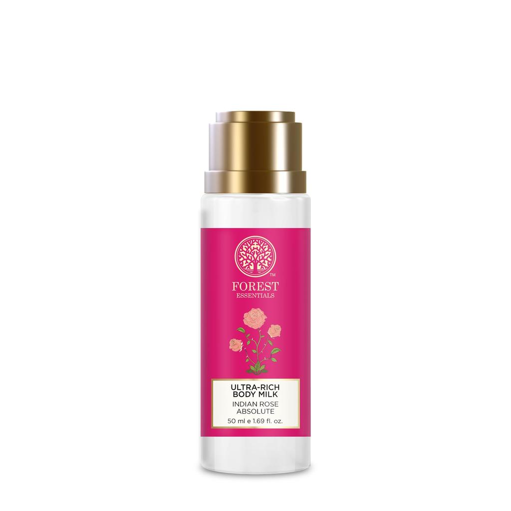Forest Essentials Ultra-Rich Body Milk Indian Rose | Ayurvedic Nourishing Body Lotion to Replenish Skin Moisture and Leave it Smooth & Scented