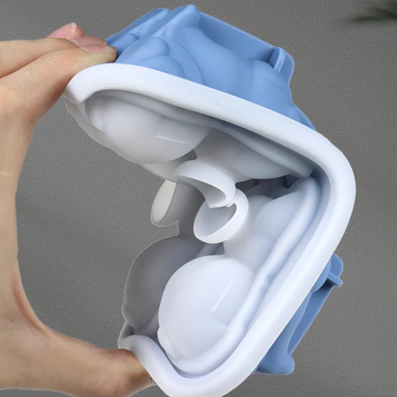 3D French Bulldog Shape Ice Hockey Mold Food-grade Silicone Ice Mold for Summer Whiskey Wine Cocktail Party Ice Cream Tools