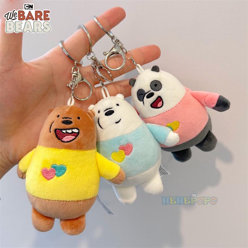 We Bare Bears Cartoon Plüsch Schlüsselanhänger 12cm Herz Anhänger Liebesherz Design, Niedliches Hängeornament