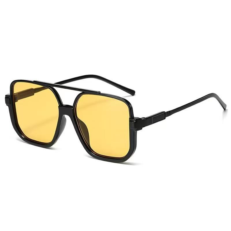 Double beam square sunglasses men's and women's fashion street shot UV-proof sunglasses trendy fashion atmospheric sun sunglasses