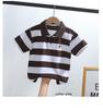 Kids' Korean Striped Cotton Polo Shirt: Short-Sleeved T-Shirt for Boys, Sizes 0-16, Summer Children's Clothing