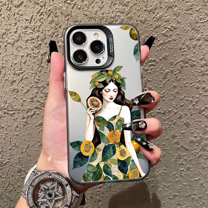Pretty Classical Young Girl Laser Phone Case For IPhone 13 12 Mini 11 Pro Max 16 15 14 Pro Max Plus Fashion Minimalism Covers