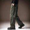 High-end Japanese retro pure cotton men's casual pants autumn new solid color simple loose straight wide-leg trousers men