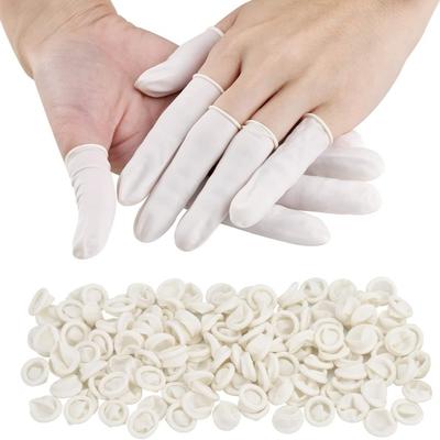 200 Pcs Disposable Finger Cover Natural Rubber Gloves Non-slip Latex Finger Cots Fingertips Protector Gloves Non-toxic Nail Tool