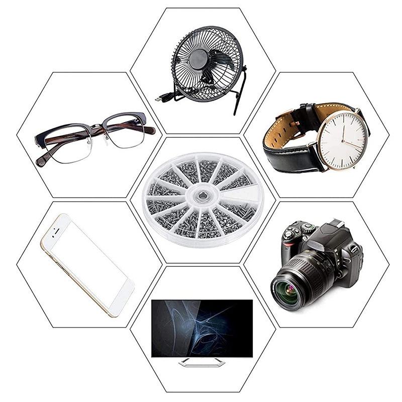 600/1200pcs Professional Eyeglass Repair Kit for Watch/Glasses Includes Screws for Frameless Legs & Sunglasses Fixing Tools