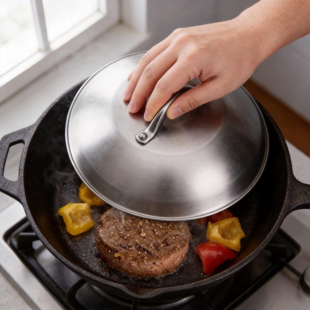 Stainless Steel Grill Cover For Steak And Burgers With Heat Resistant Design For Home And Outdoor Cooking