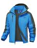 [Gopune] Men's Mountain Parka Outdoor Jacket, Windproof Water-Repellent Hiking Hooded Coat for Climbing Cycling Fishing, Spring Autumn Winter, Blue L