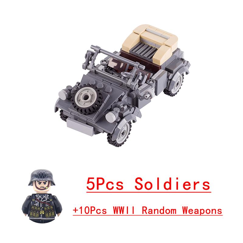 Non-Toxic Wwii Military North African Campaign Wheeled Armored Vehicle Tank Cannon Soldier Figures Building Blocks Weapon Truck Army Toy
