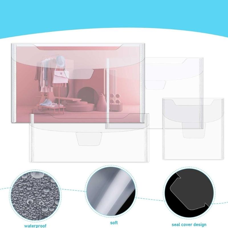 50 Pcs Die Cut Storage Bag Clear Plastic Envelopes Pockets Stamp Storage Pocket Die Cuts Pockets