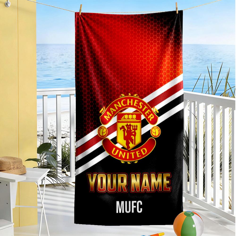Manchester Personalized Name Beach Towel Quick-Dry Soft Microfiber Ideal for Travel Outdoor Swim Pool Yoga Surf Camping Hiking Gym Gift Holiday