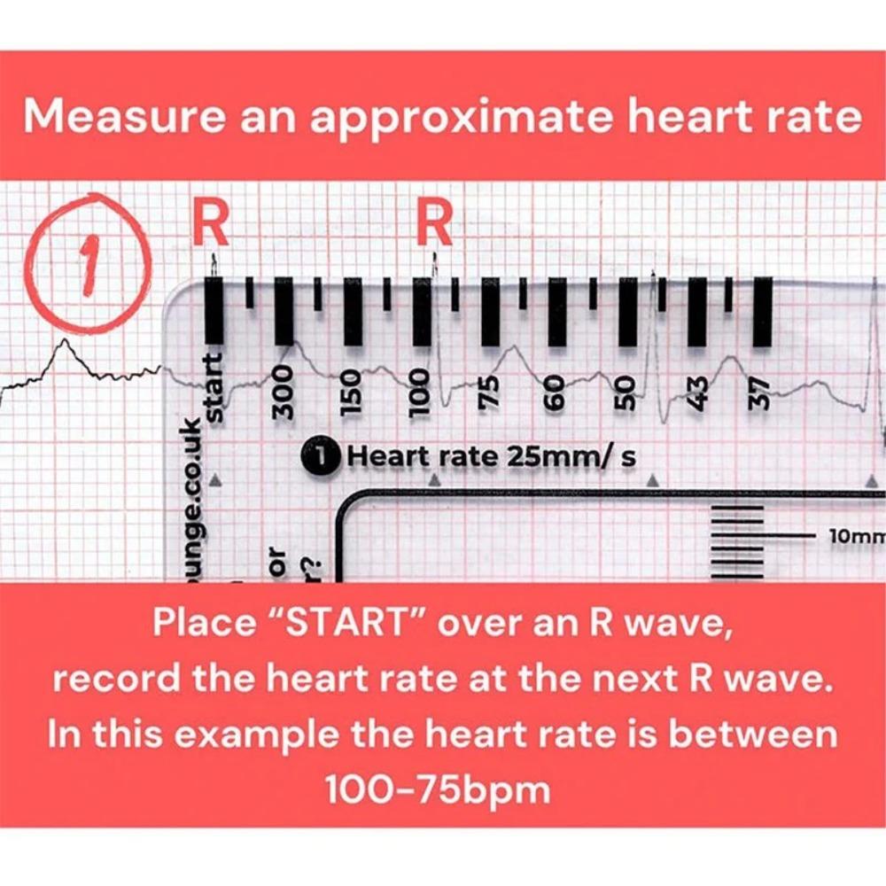 Clear ECG 7 Step Ruler Card Portable Pocket ECG EKG Calipers  for ECG Assessment