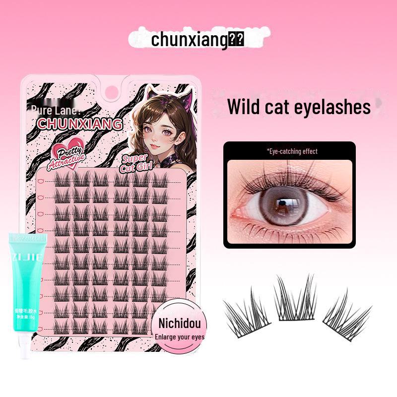 Wild Cat Ear False Eyelashes: Natural, Thick, Comic-Style for Novices
