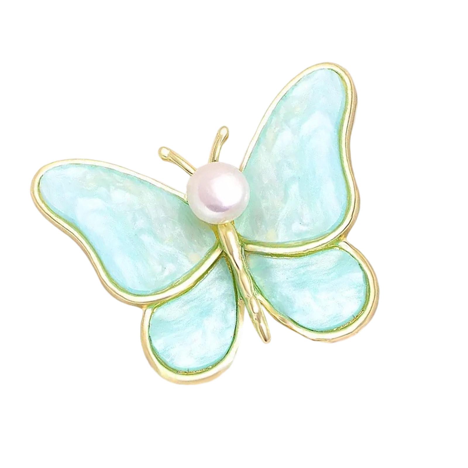 

Butterfly Brooch Pearls Shell Accent Secure Lock Closure Portable Designs for Elegant Occasions светло-синий