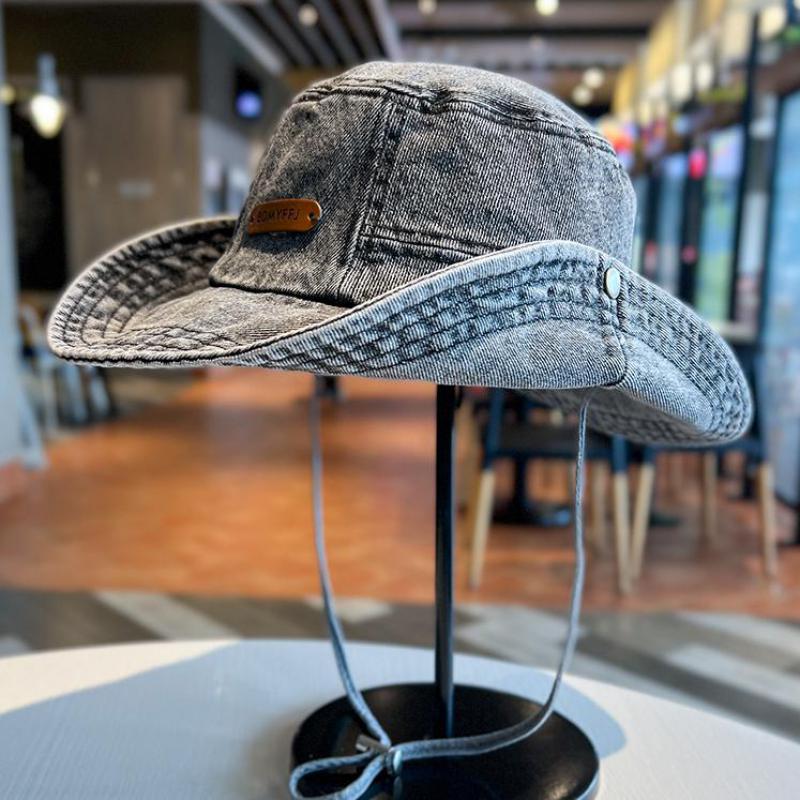 Bucket Hat Women Men Denim Fisherman Cap Outdoor Camping Mountaineering Retro Washed Sunshade Sun Hat Female New