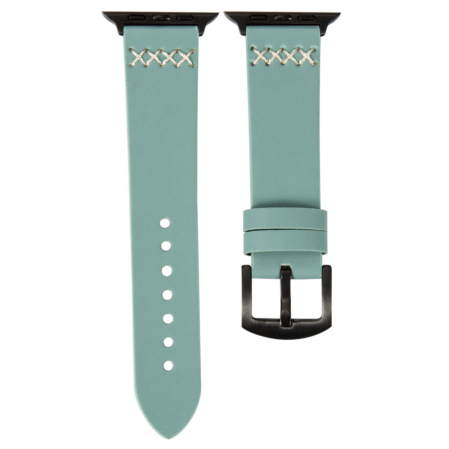 

Watch Strap for Apple Watch Series 10 42mm/9 8 7 41mm/SE (2023) SE (2022) SE 6 5 4 40mm/3 2 1 38mm Cross Stitch Leather Watch Band Green