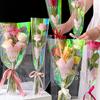 30PCS Love Heart Iridescent Single Rose Sleeves DIY Transparent Flower Wrapping Bag Floral Material Packaging Waterproof