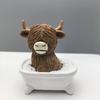 Cute Highland Cow Statue Decorative Animal Sculpture Ornament Crafts Cow Mini Figurine  Bonsai